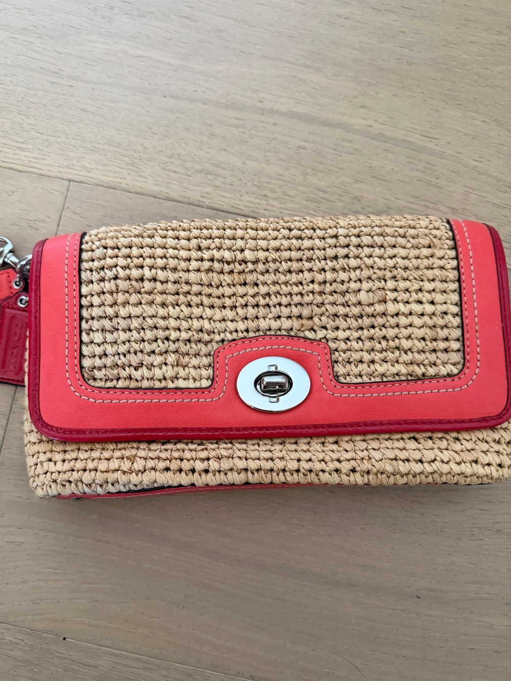Coach Raffia Woven Wristlet